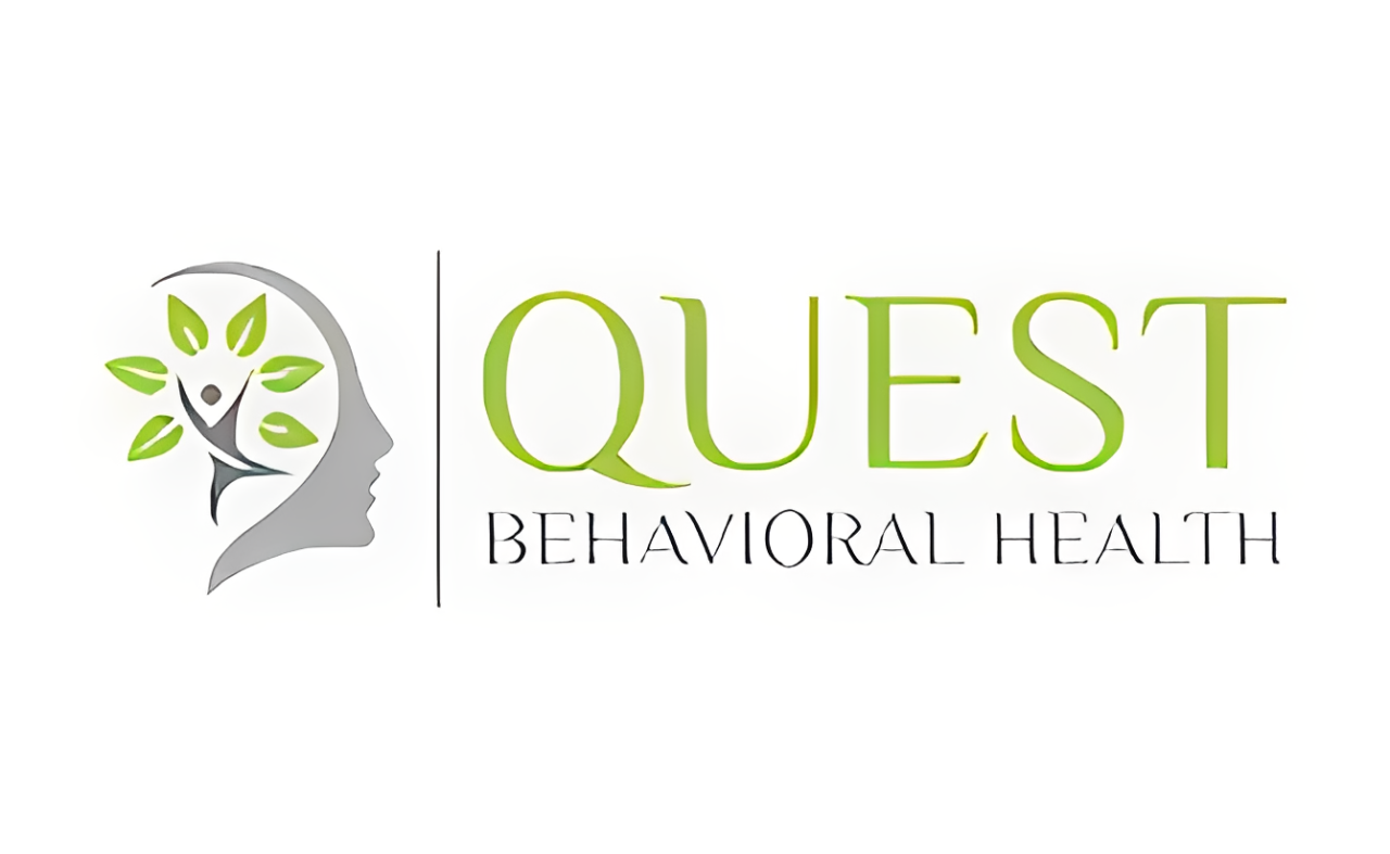 Quest logo featuring nature-themed head design